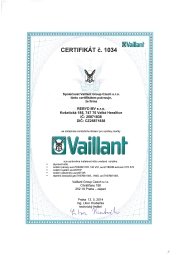 Certifikát Vaillant, instalace plynových, solárních a tepelných zařízení